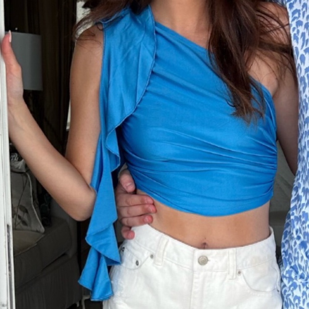 Blue One Shoulder Top - Picture 3 of 3